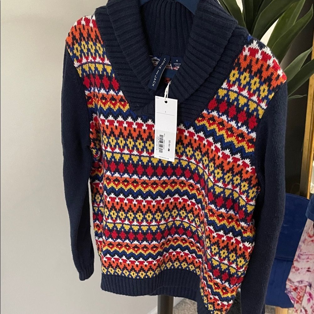 Janie and Jack Fair Isle Shawl Collar Sweater - Picture 4 of 6